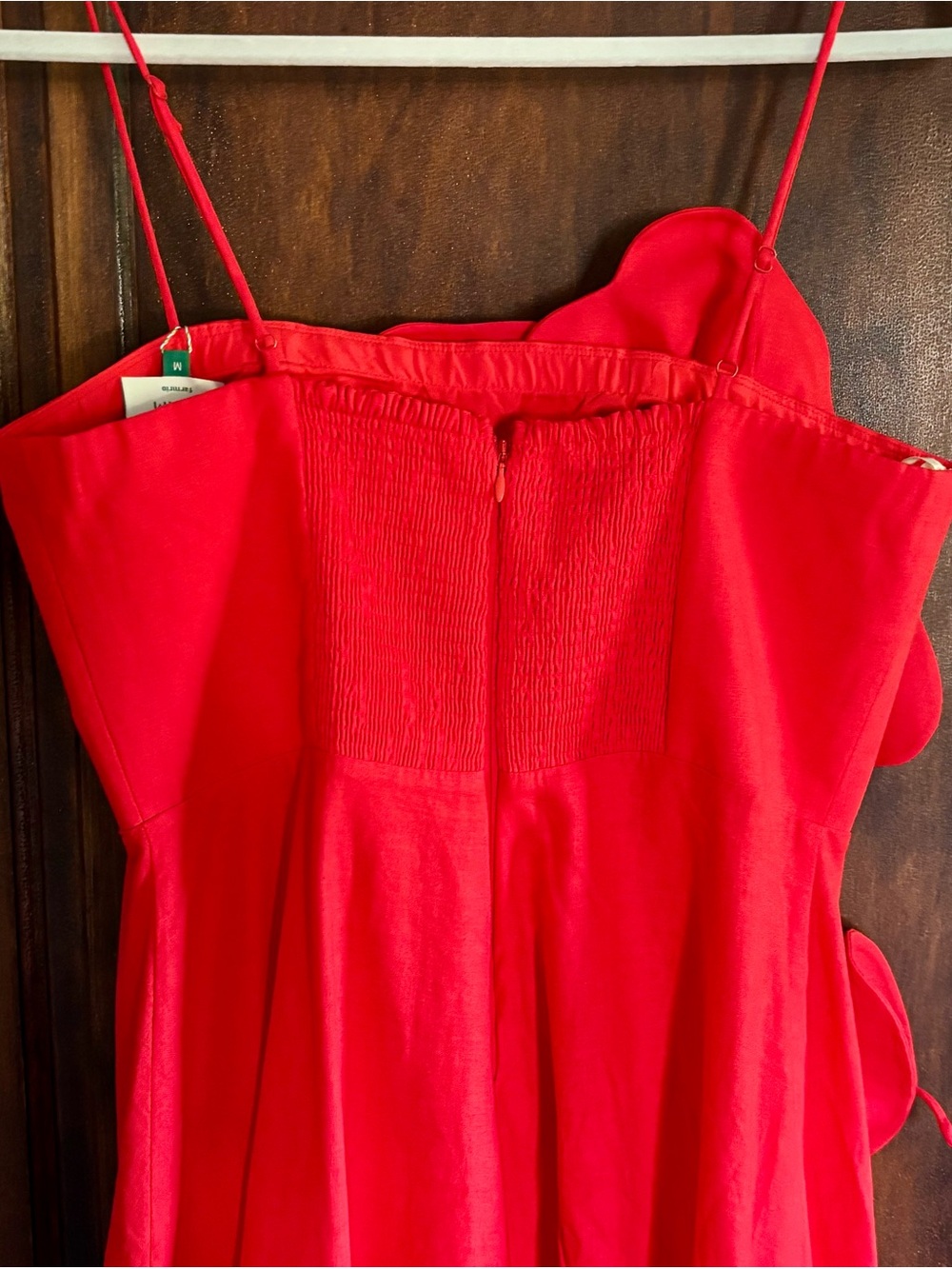 NWT - FARM Rio Garden Appliqué Linen Blend Midi Dress Red - Size: Medium - Picture 4 of 11